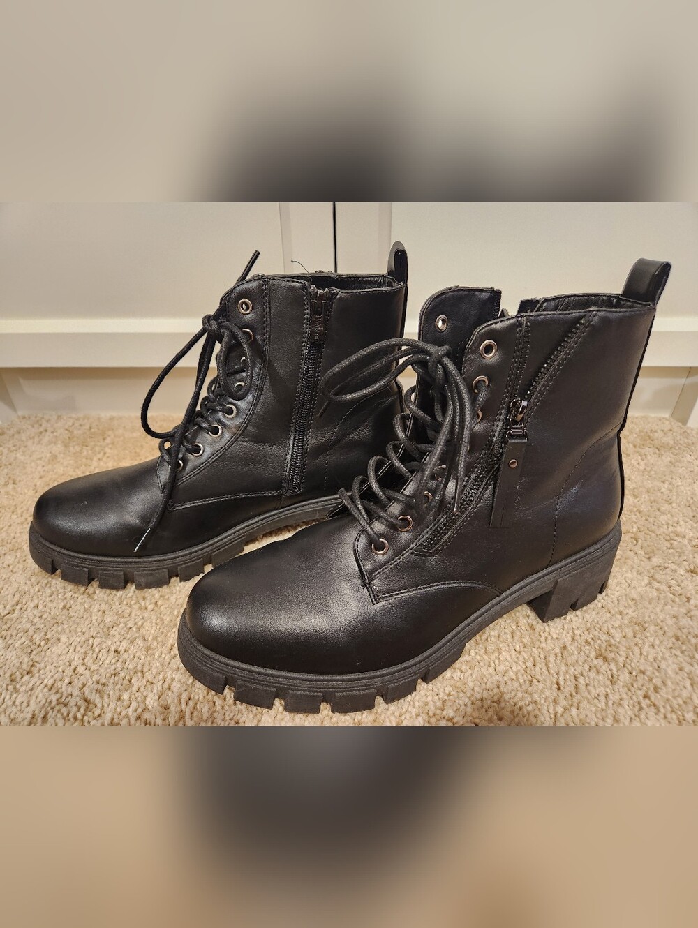 Black Women's Lace-Up Combat Boots